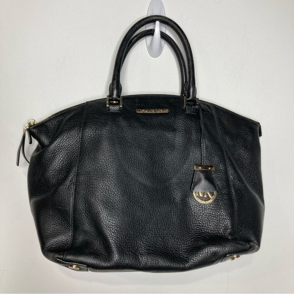 Michael Kors black pebbled leather handbag large